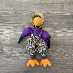 Vintage Black Crow/Duck‎ Halloween Plush With Straw Hat 20'